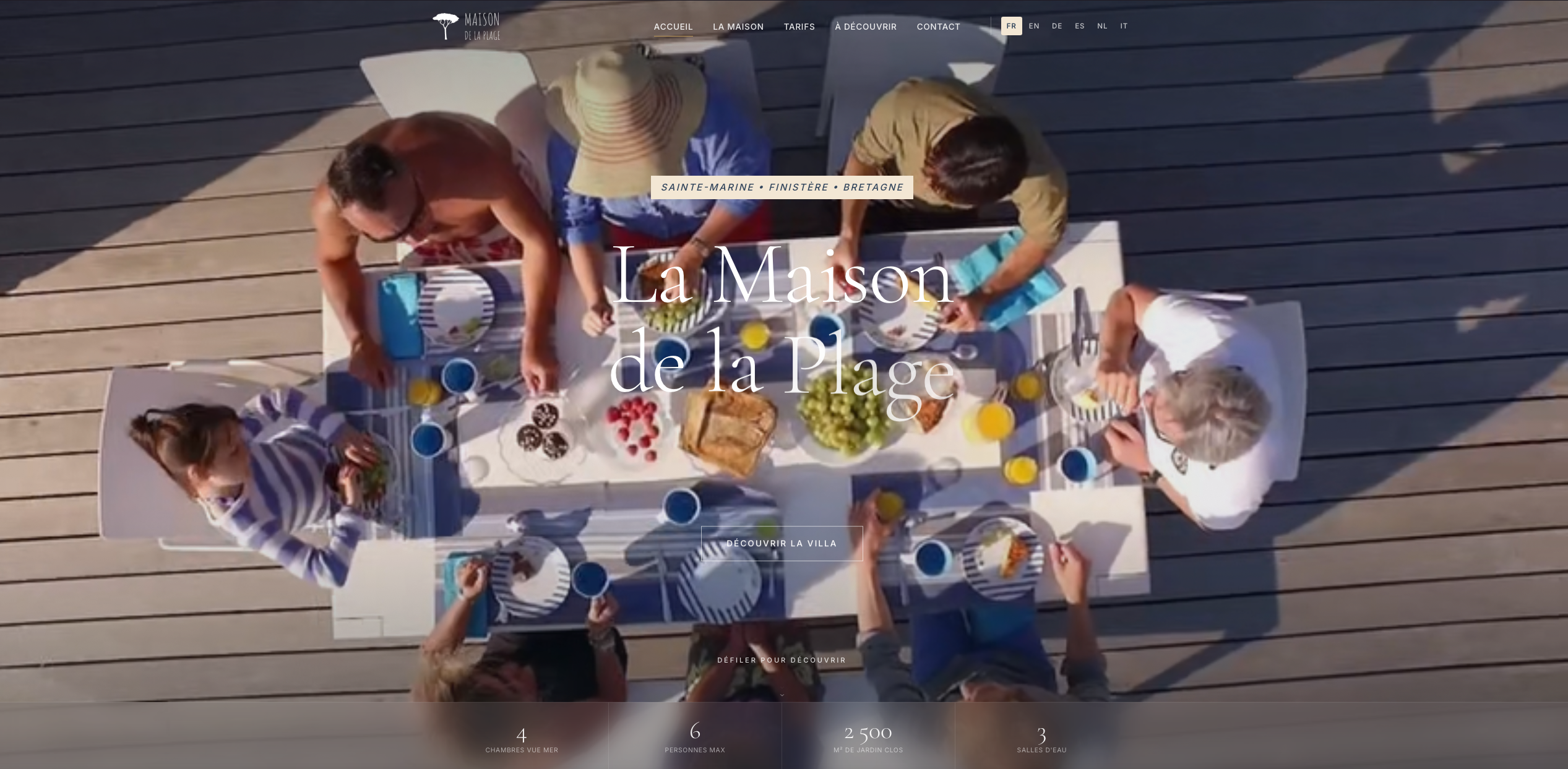 Hero du site La Maison de la Plage — vue plongeante sur la terrasse